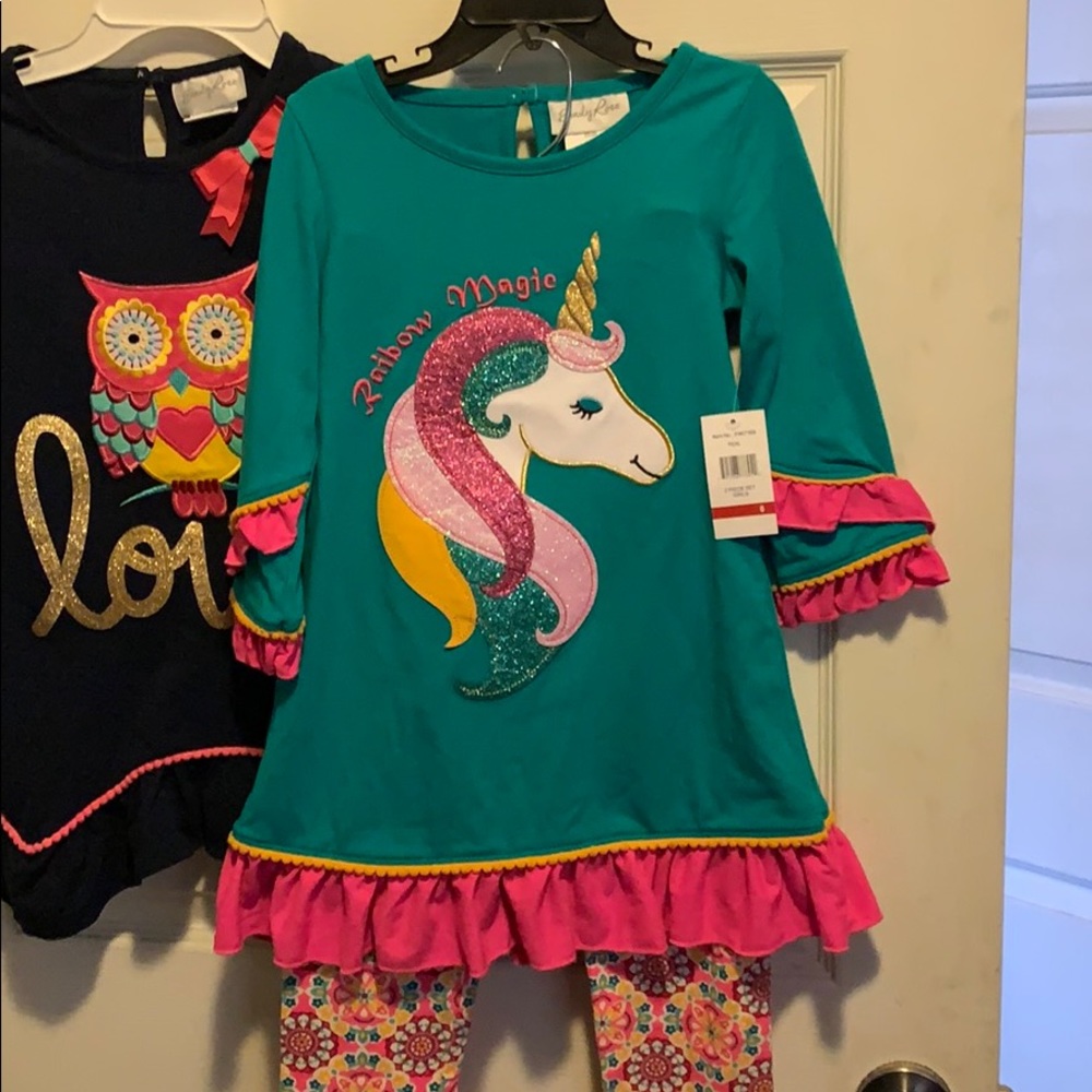 2 shirts , one pant, little girls outfit